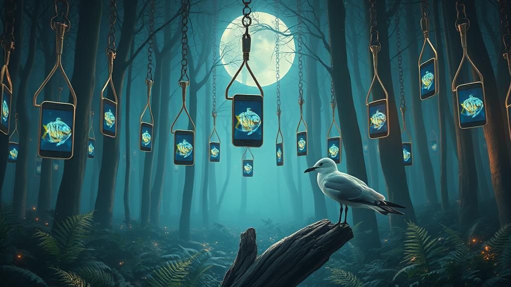 Surreal Fishhook Forest with iPhones, Digital Art