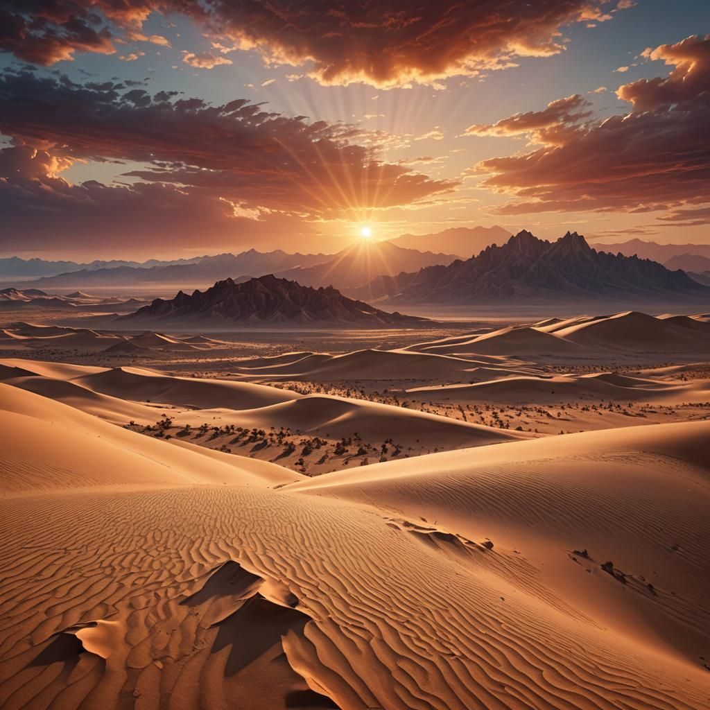 Epic Desert Sunset Digital Matte Painting