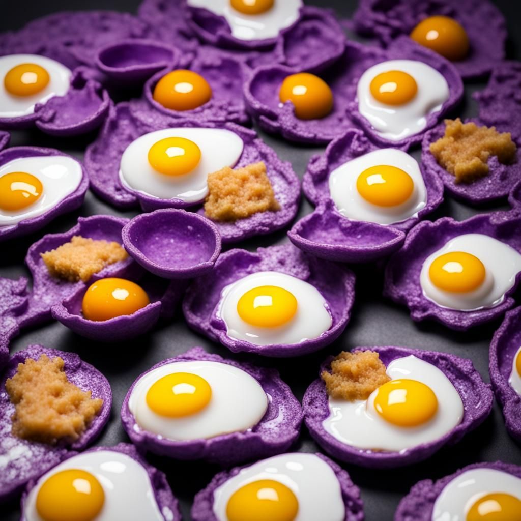 Sinister Purple Vegan Fried Eggs, Fantasy Art