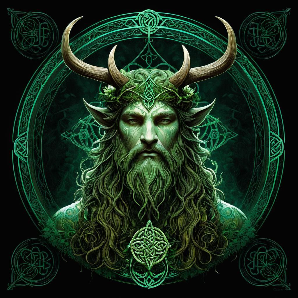 Cernunnos Portrait in Celtic Style