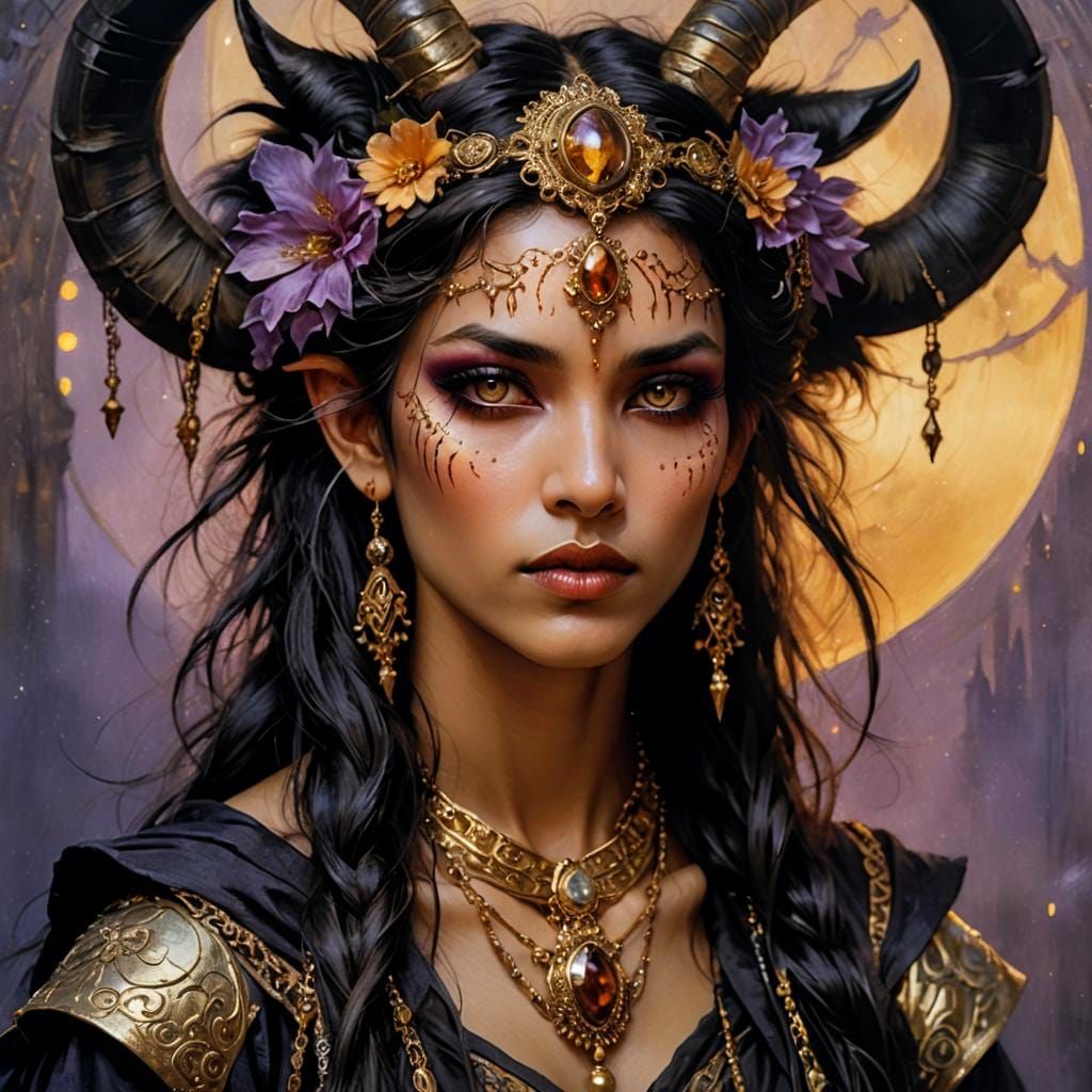 Romantic Rakshasa Portrait in Art Nouveau Style