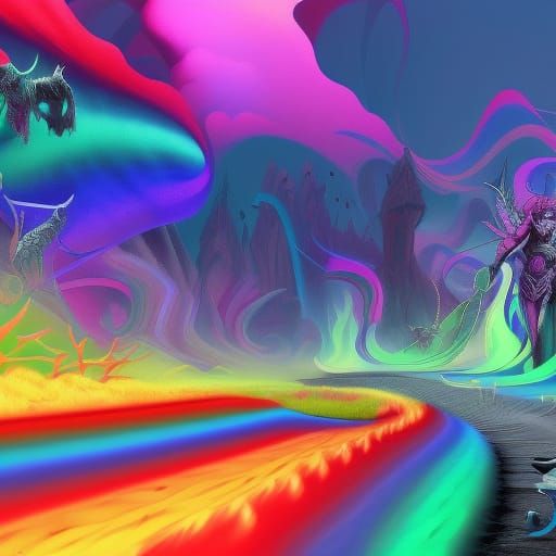 Demonic Rainbow Road in Detailed Matte Painting