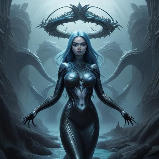 Mermaids and Jean Grey Phoenix in Giger Style
