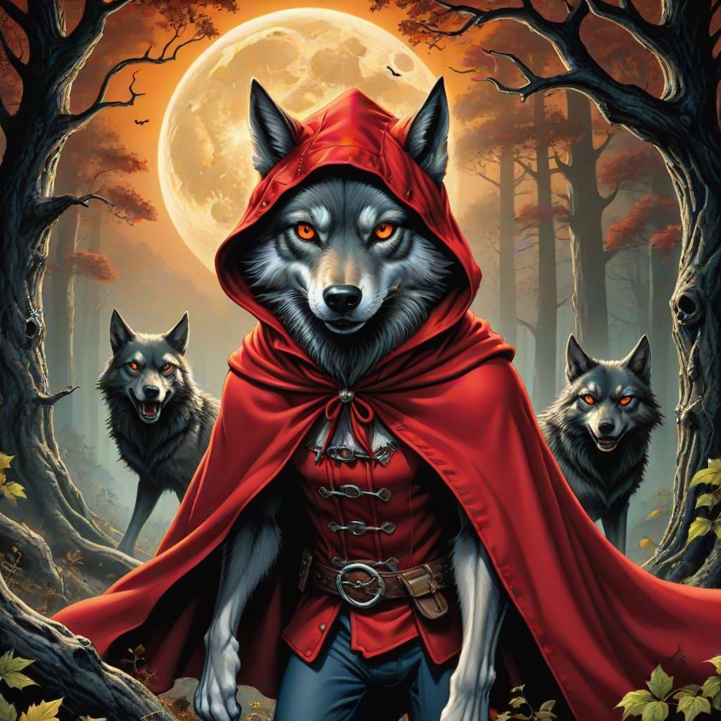 Little Red Riding Hood in Halloween Comic Style