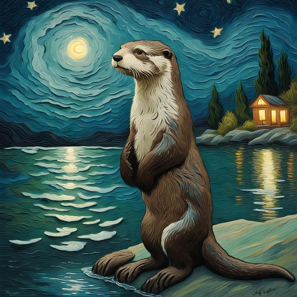 Starry Night Otter - Vincent Van Gogh Inspired!!
