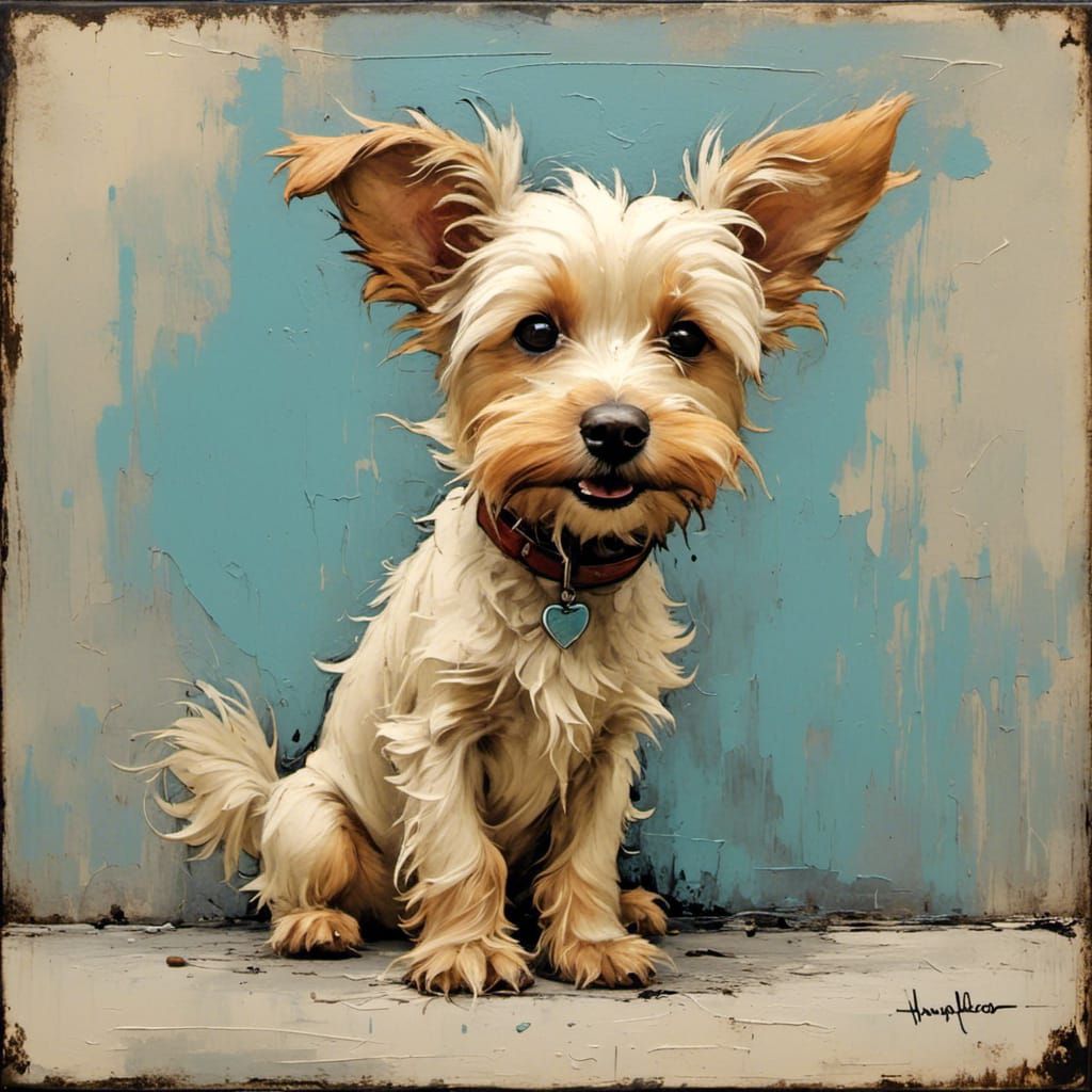 Adorable Scruffy Dog with Chalk Paint Finish