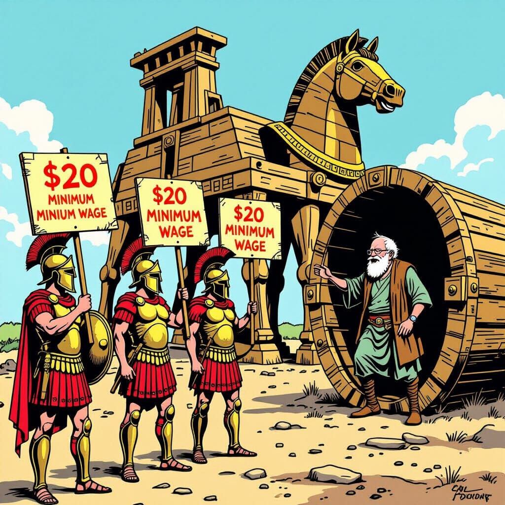 Achaean Soldiers Demand Minimum Wage: Satirical Art