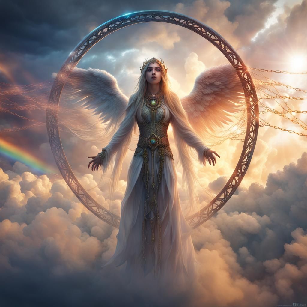 Prismatic Solar Angel in the Clouds