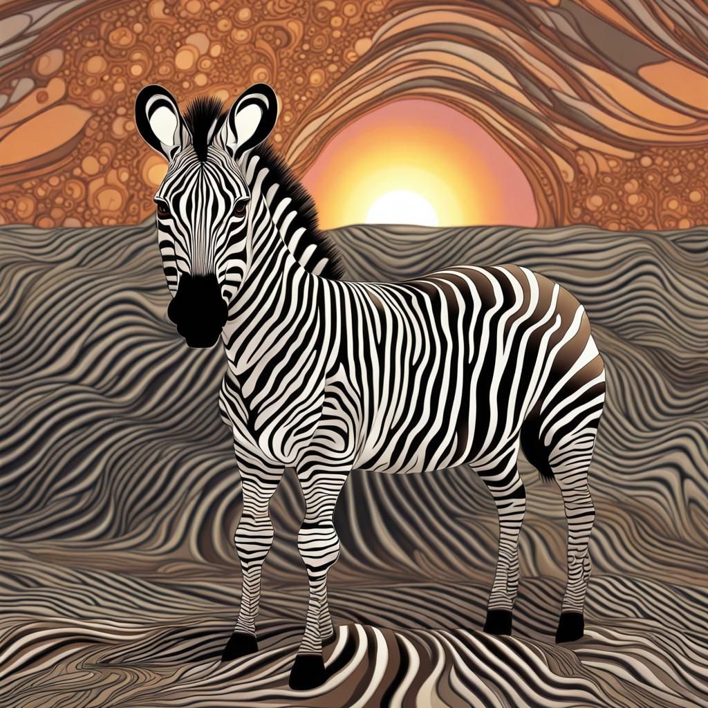 Camouflaged Zebra at Sunset with Fractal Design