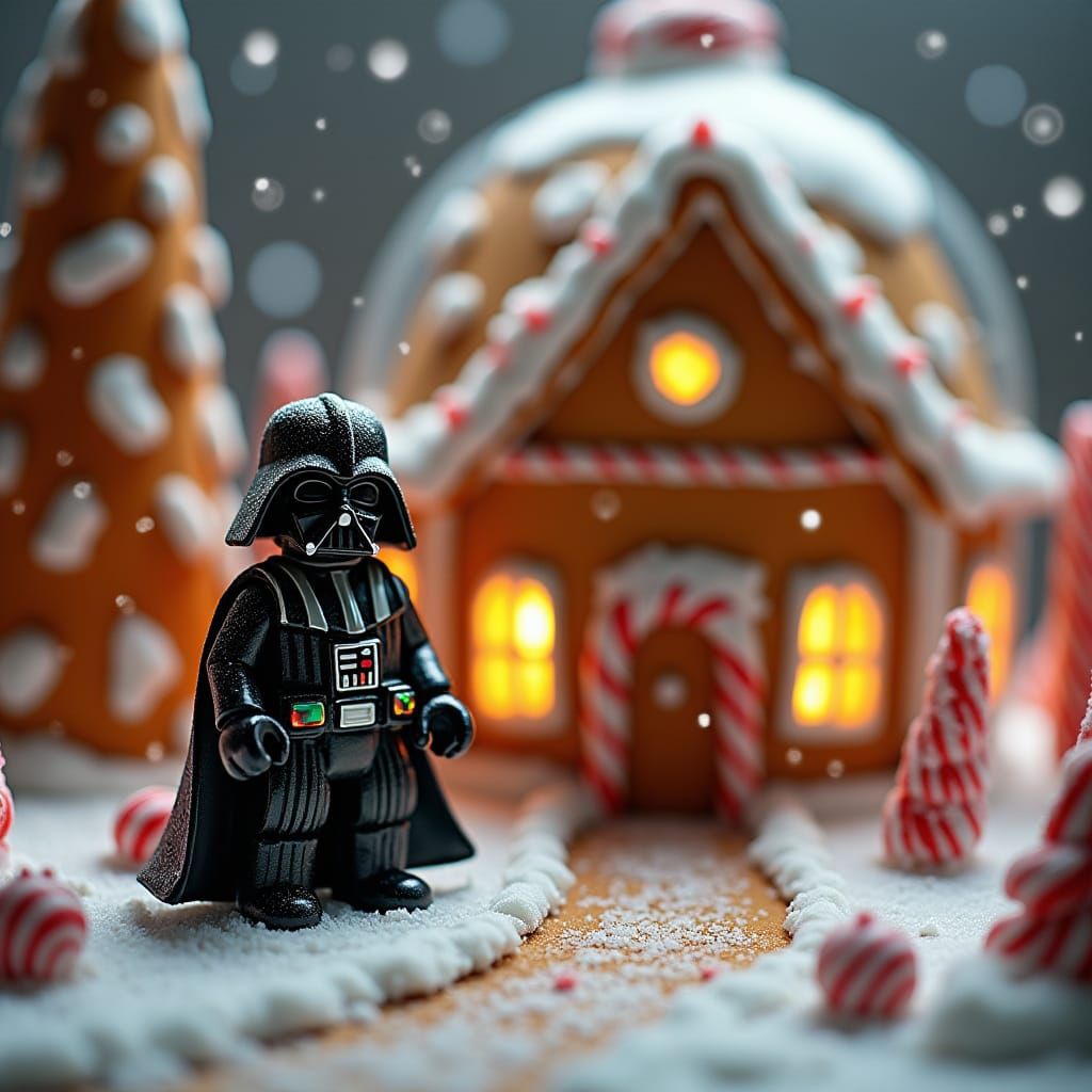 Darth Vader and Gingerbread House in Winter Wonderland