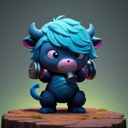 Hyperrealistic Cow Lifts Weights: Concept Art