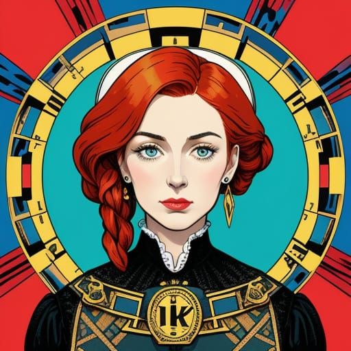 Victorian Redhead Woman in Pop Art Style