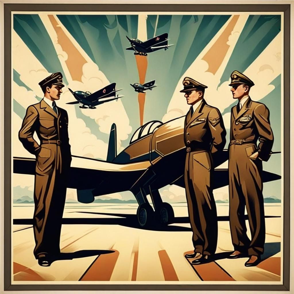 Art Deco Pilots Defending the Skies