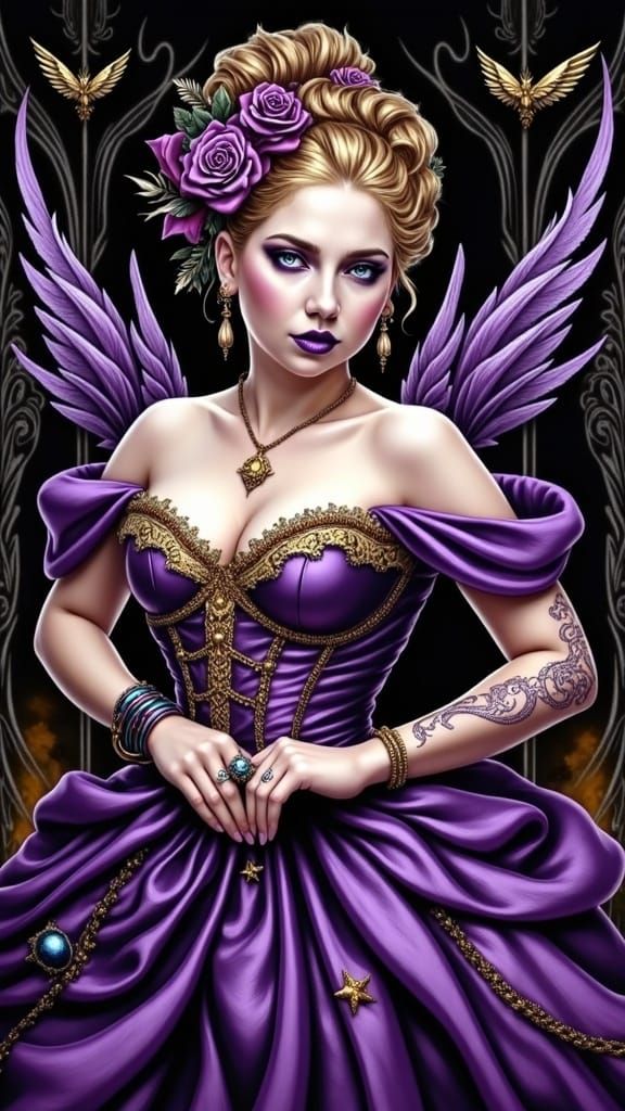 Enchanting Fantasy Dress in Tartan Pattern