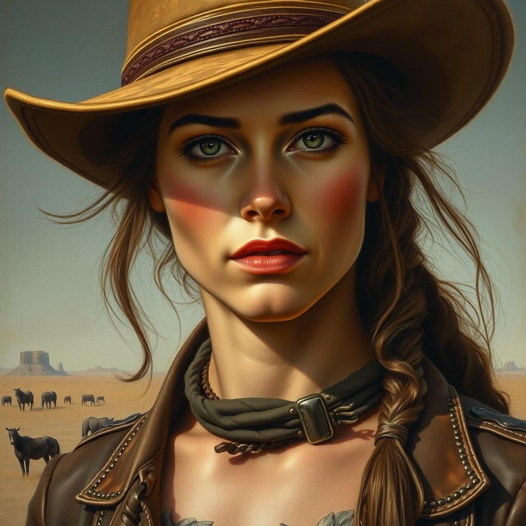 Wonder Woman Cowgirl Portrait in Luis Royo Style