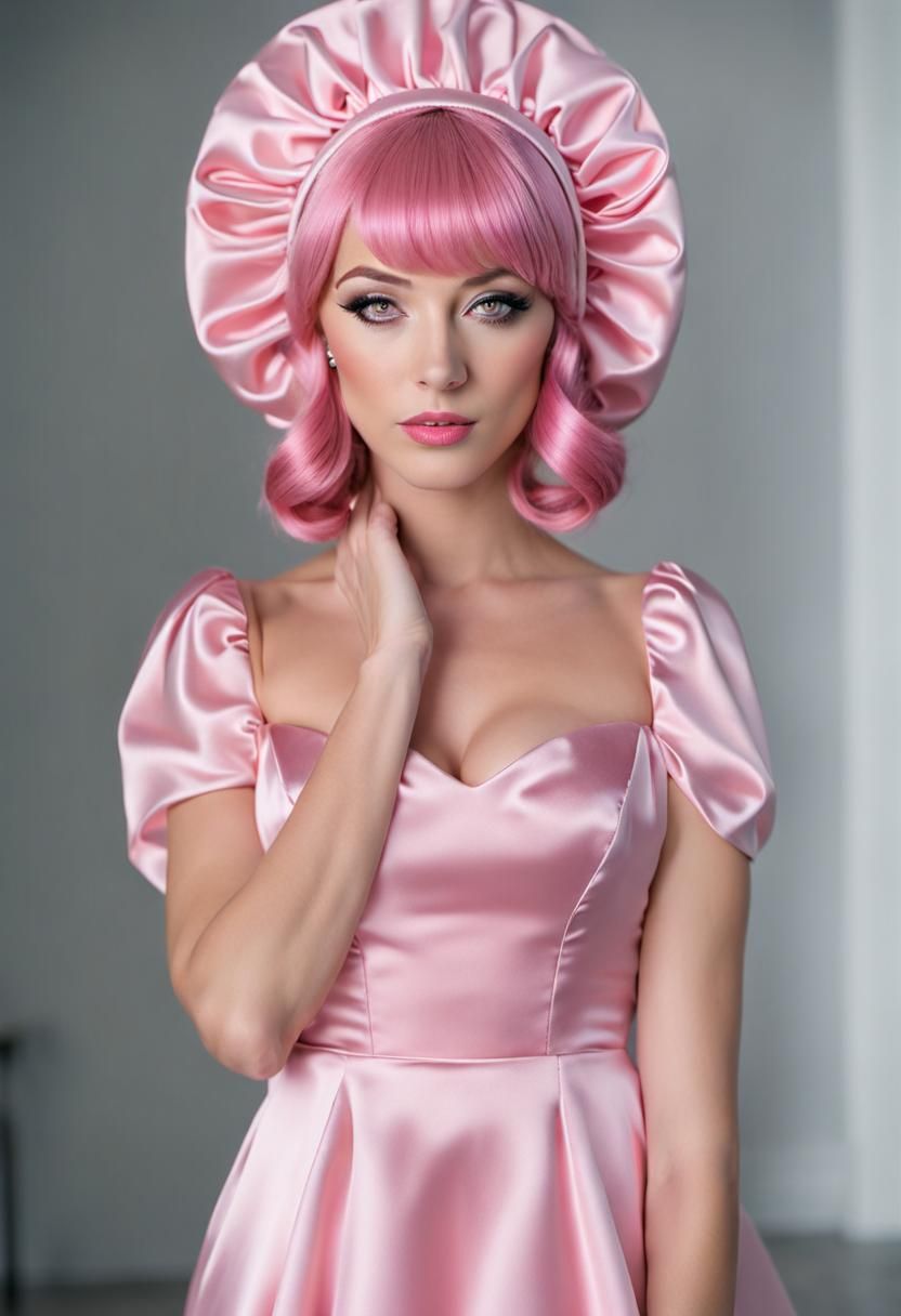 Woman in Pink Satin Dress: Professional Photography