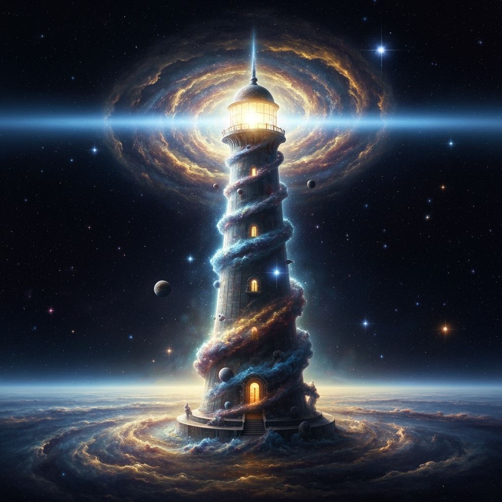 Cosmic Lighthouse Emitting Starlight Through Galaxy