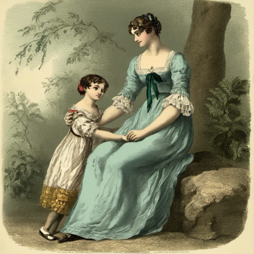 Regency Era Mother and Daughter Portrait