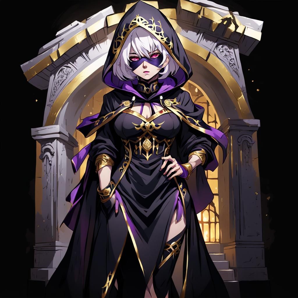 Muscular Woman in Academic Dress at Tomb