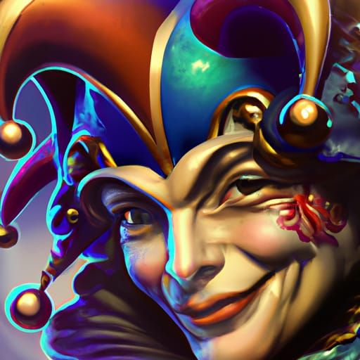 Detailed Jester Portrait in Art Nouveau Style