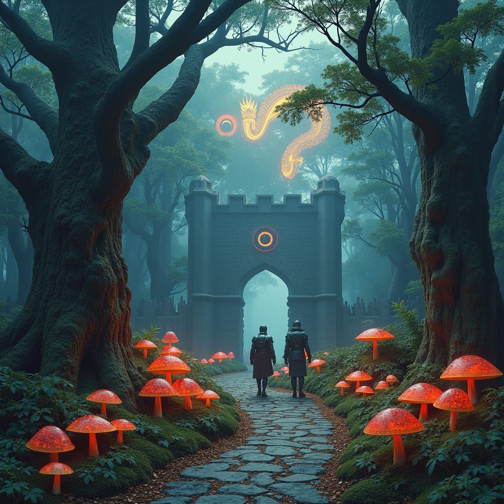 King Arthur Coin in Somber, Surreal Style