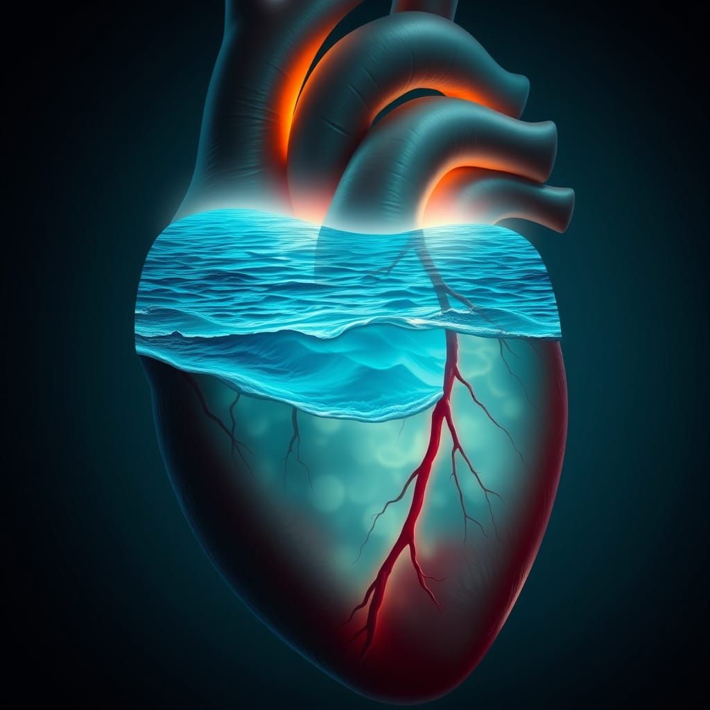 Calm Ocean Within Anatomical Heart Surreal Art