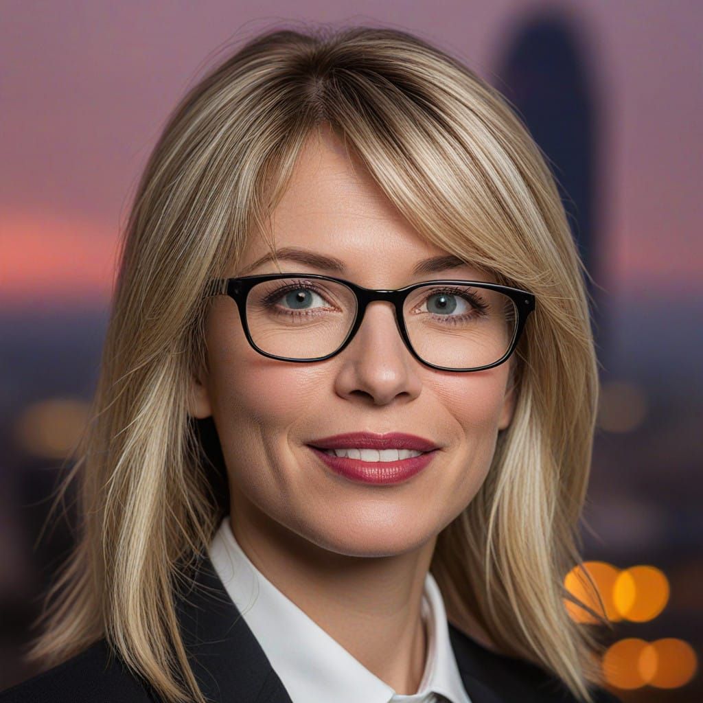 Stunning Professional Woman in City Background