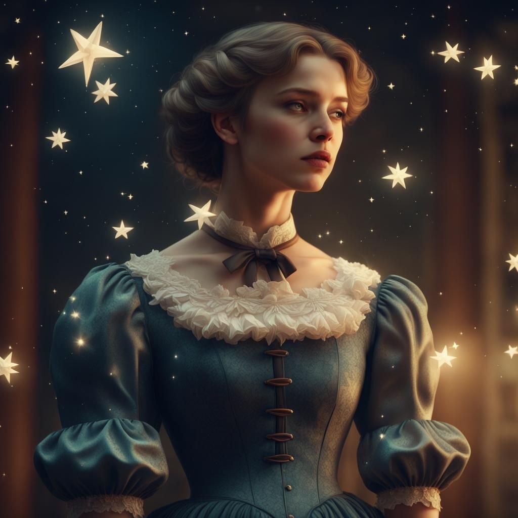 Victorian Girl Counting Stars, Detailed Concept Art