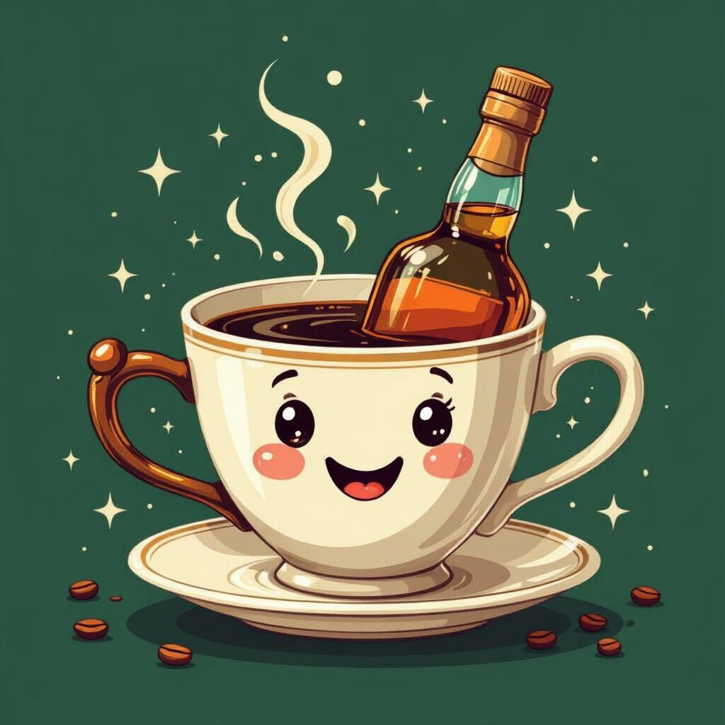 Tipsy Irish Coffee Mascot in Cartoon Style
