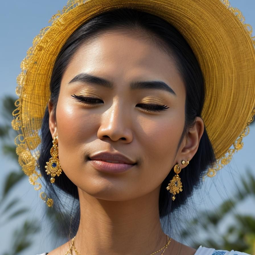 Beautiful Mixed Race Woman Bathed in Sunlight