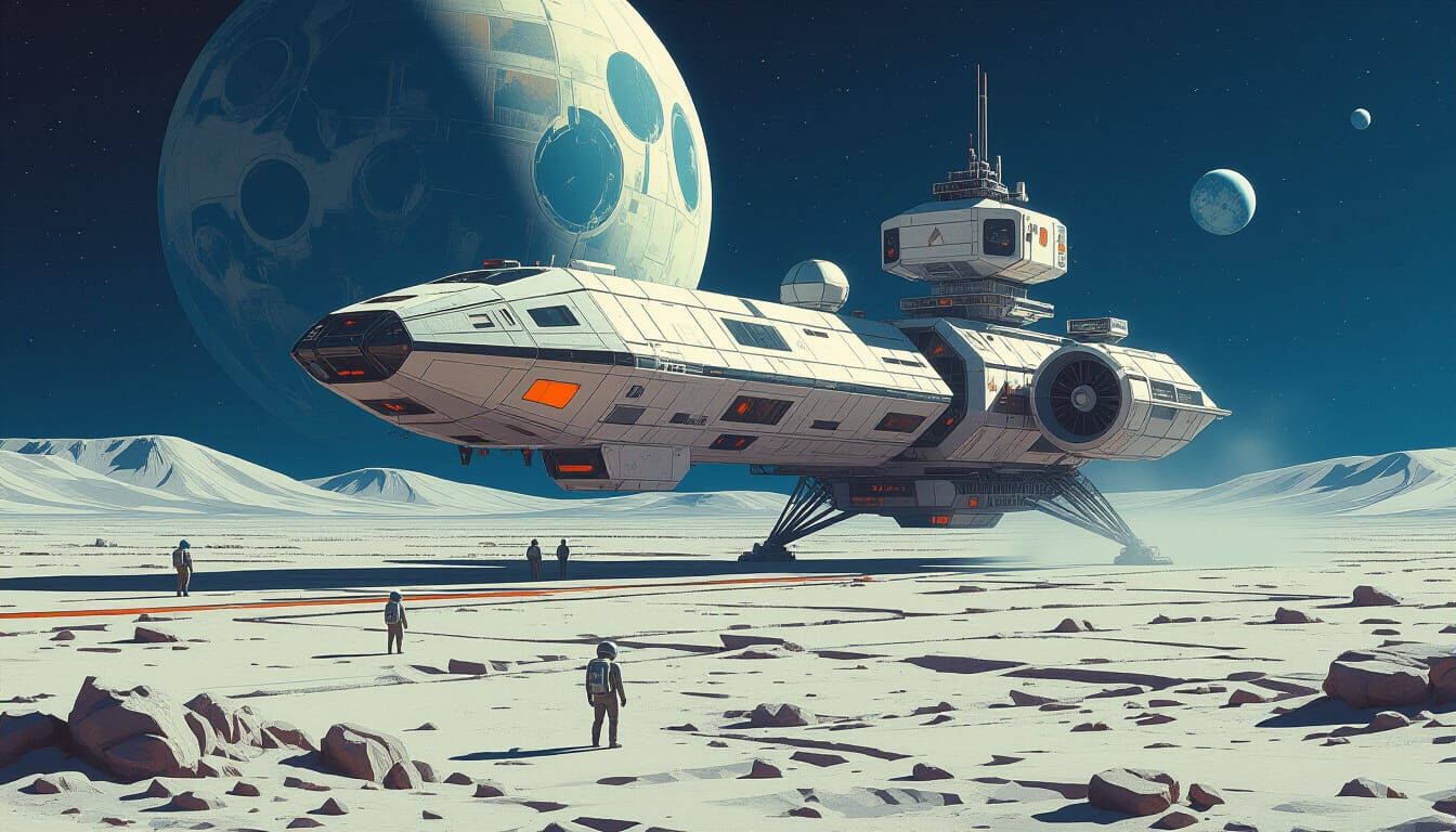 Futuristic Space Station on Barren Moon