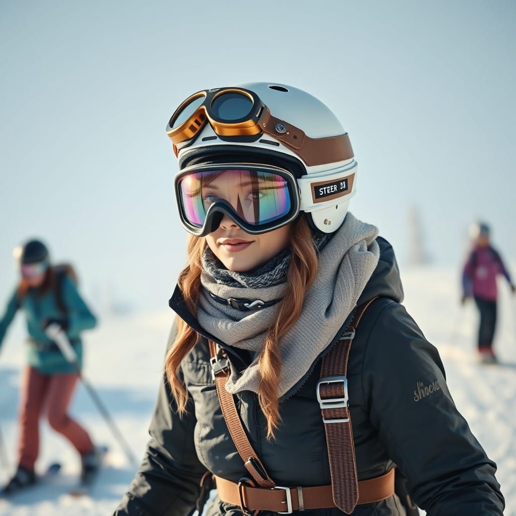Steampunk Skier Descends the Mountain