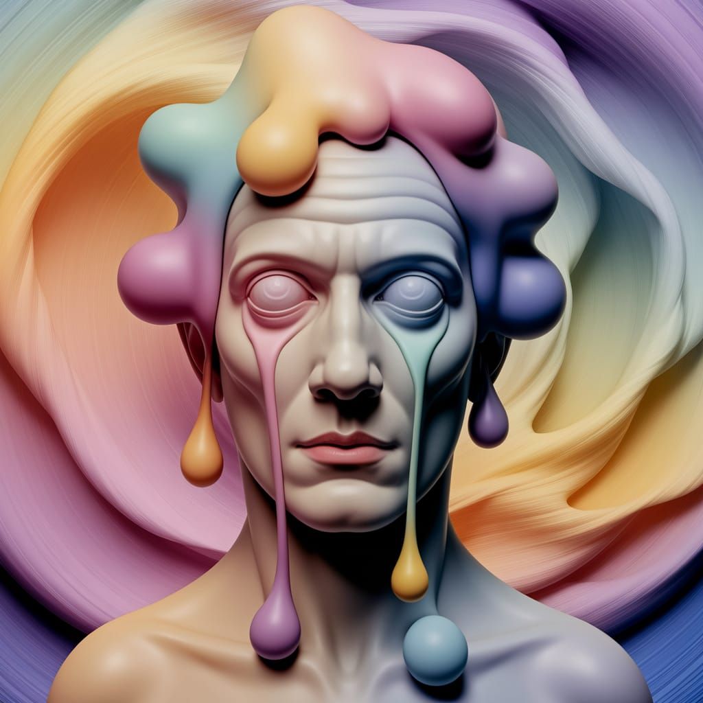 Dreamlike Surrealist Portrait in Soft Pastel Hues