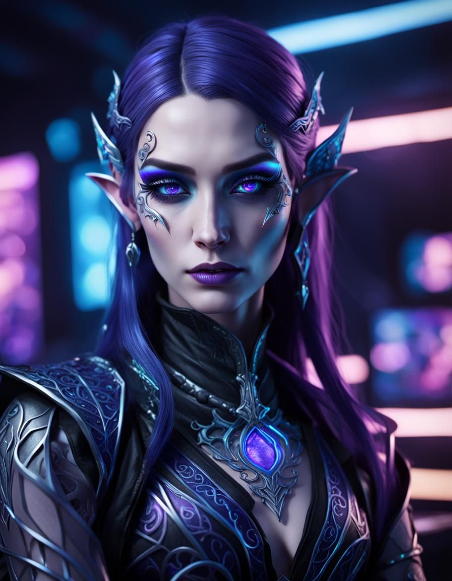 Elvish Gamer Girl in Gothic Style