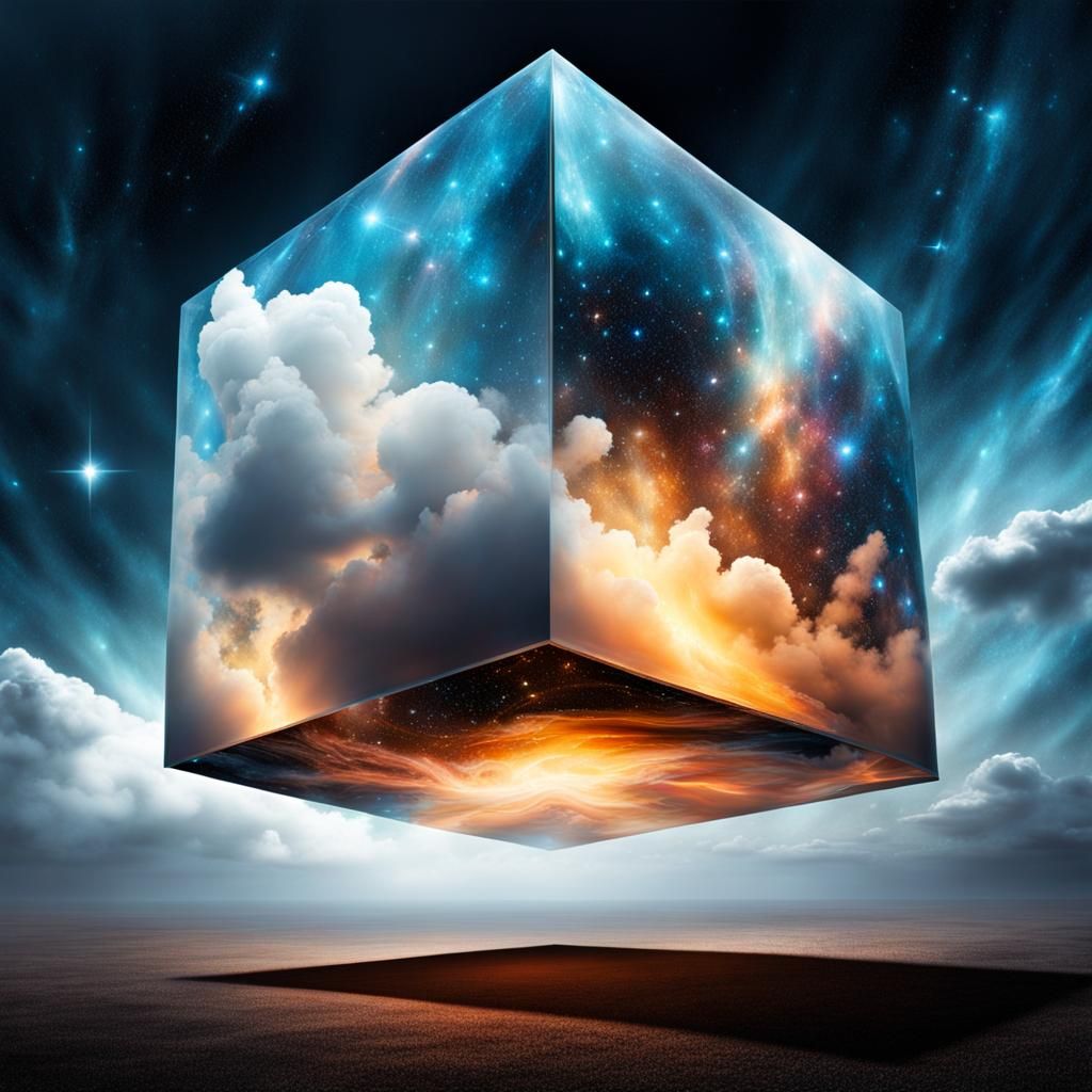 Surreal Cube Traps Warped Starscape in Bosch Style