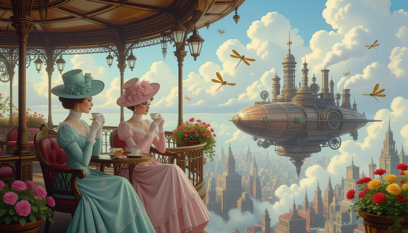 Steampunk Tea Party in a Floating Garden