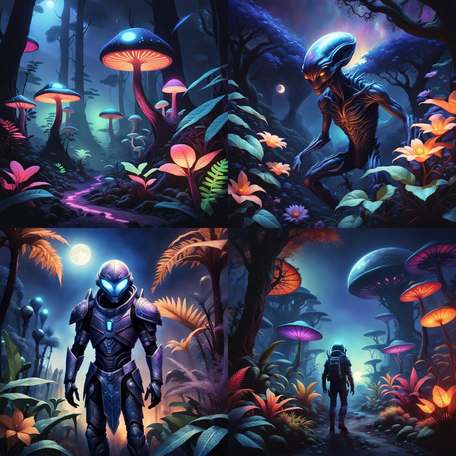 Glittering Skies Over an Alien Jungle