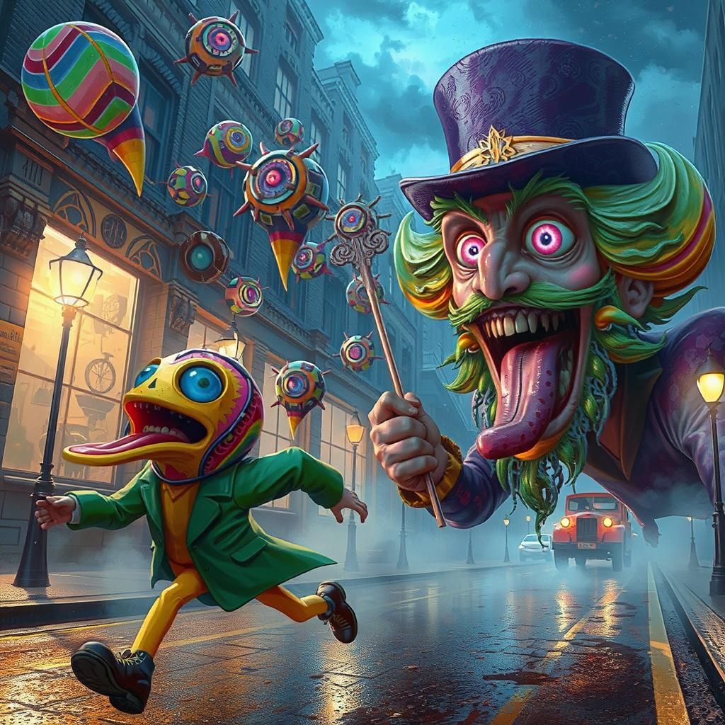 Eerie Victorian Kindersnatcher in Surreal Illustration