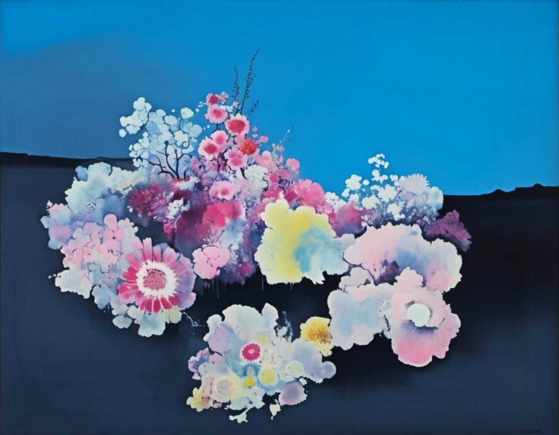 Flowers Against Blue