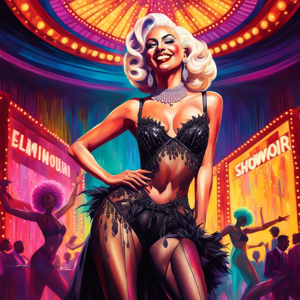 Showgirl in Bra, Pantyhose and Heels: Hyper-Realistic Art