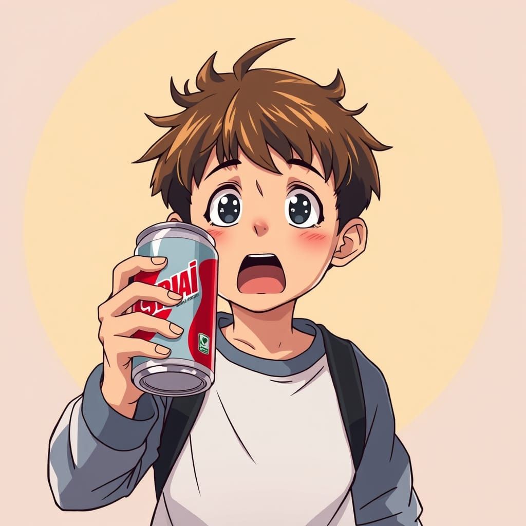 Boy Does a Loud Burp in a Flat, Cel-Shaded Anime Style