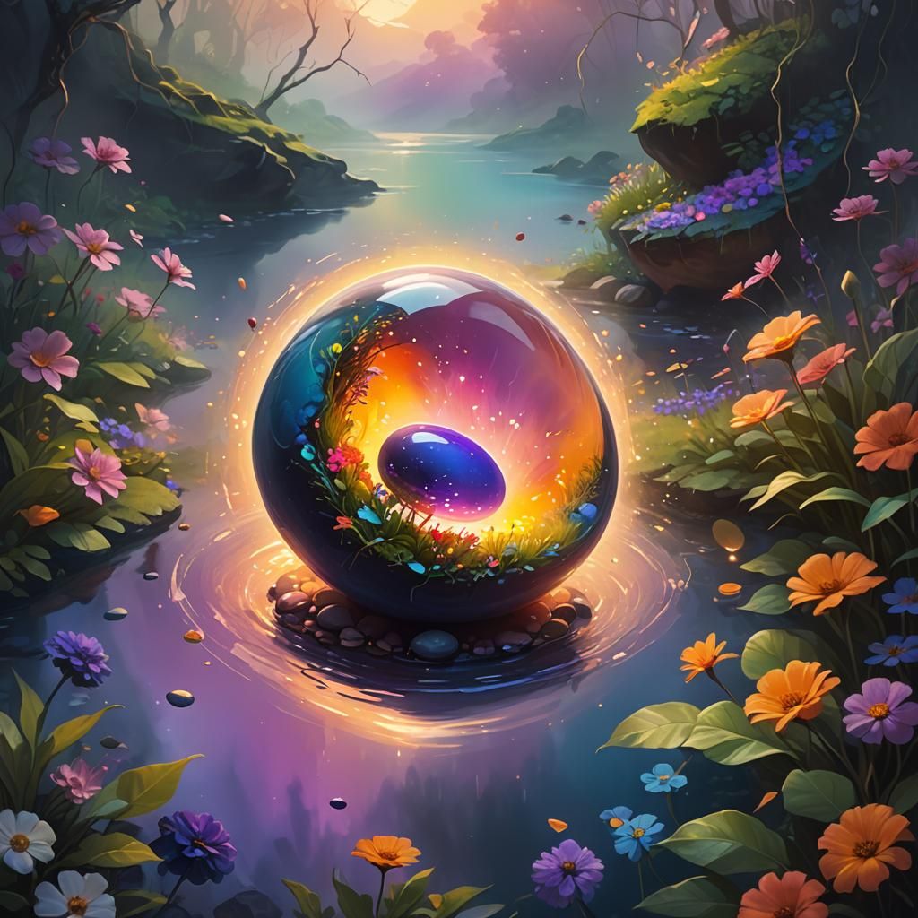 Glowing Pebble in Surreal Fantasy Art