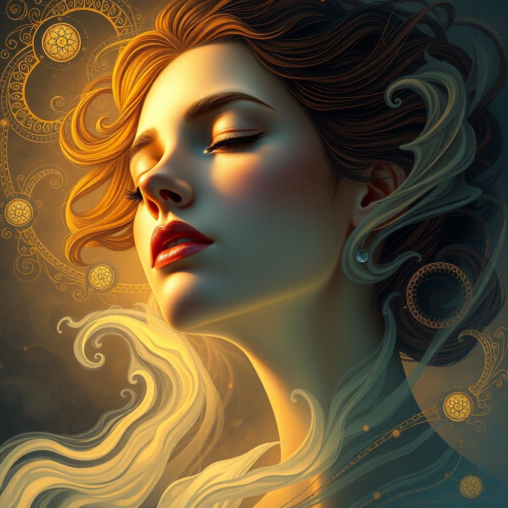 Surreal Portrait of Enchanted Woman in Mystic Trance