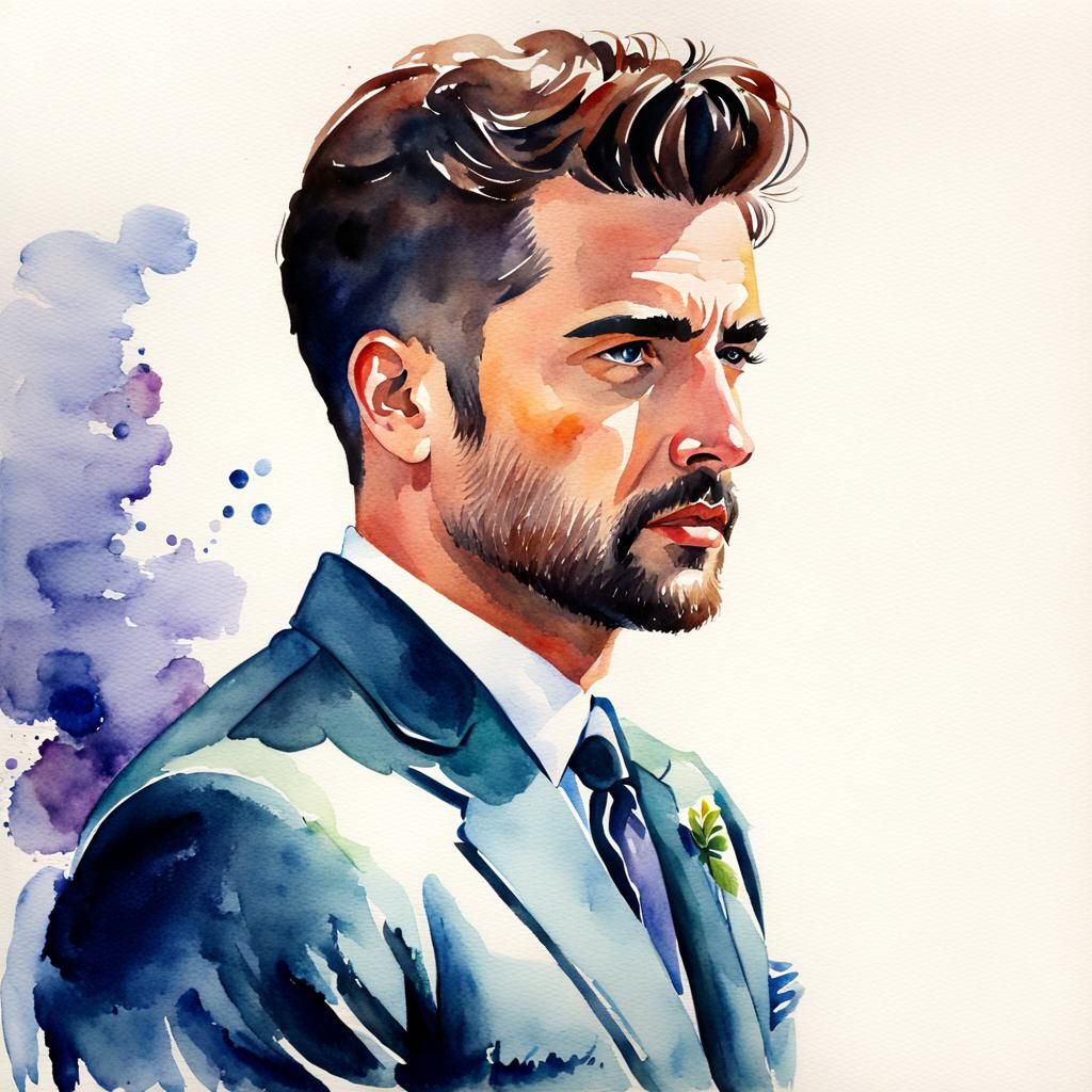 Watercolor Man Portrait