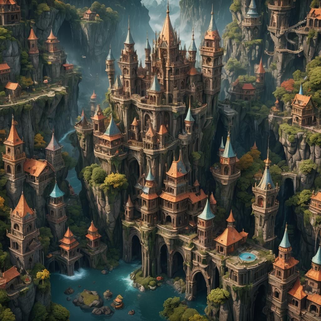 Fantastical Detailed Matte Painting in Deep Color