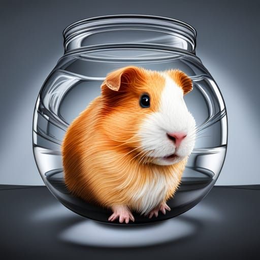 Hyperdetailed Guinea Pig in a Jar