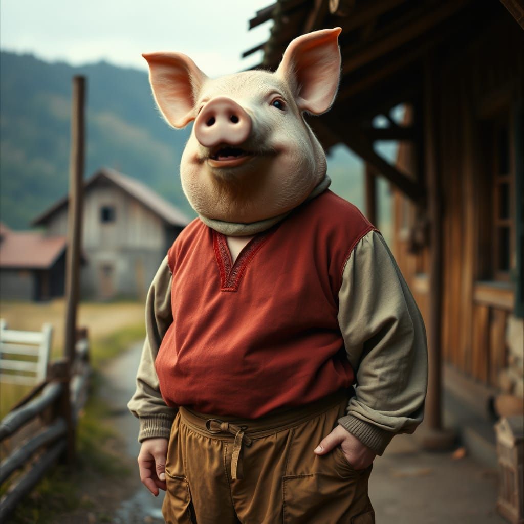 Pig-Man in Traditional Russian Folklore Attire, Inspired by ...
