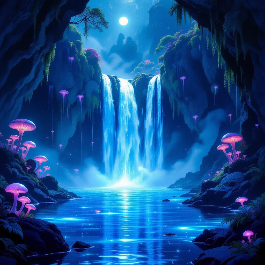 Alien Waterfall of Liquid Starlight