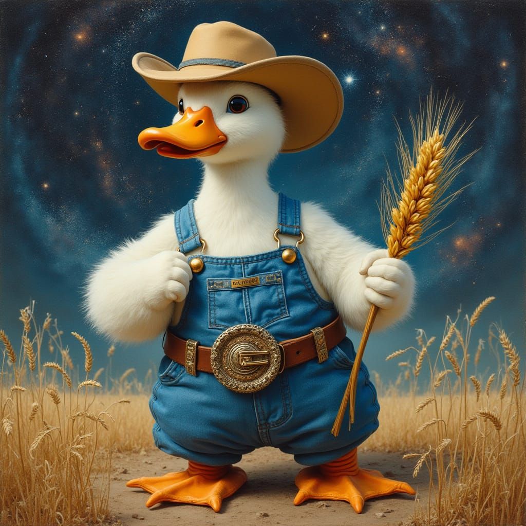 Cowboy Duck Spins into Escher-Inspired Cosmic Art