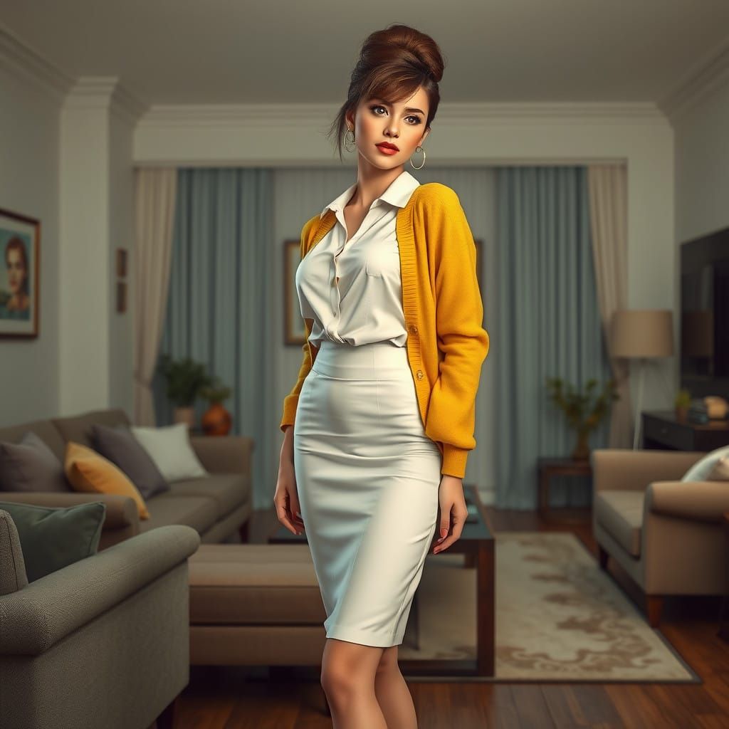 Elegant Young Woman in Pulp Art Style